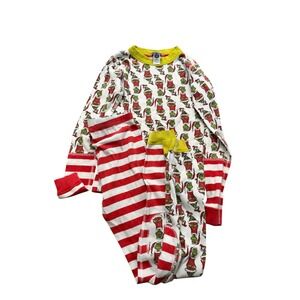 Hanna Andersson Grinch Organic Cotton Pajamas‎ Set Kids US 12 Red White Striped